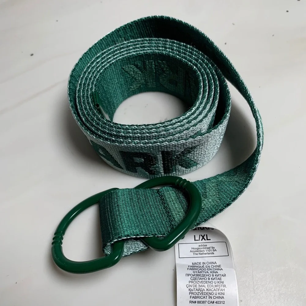 Adidas Belt Unisex L/XL Green Ivy Park D-Ring Webbing Logo Utility Strap‎
